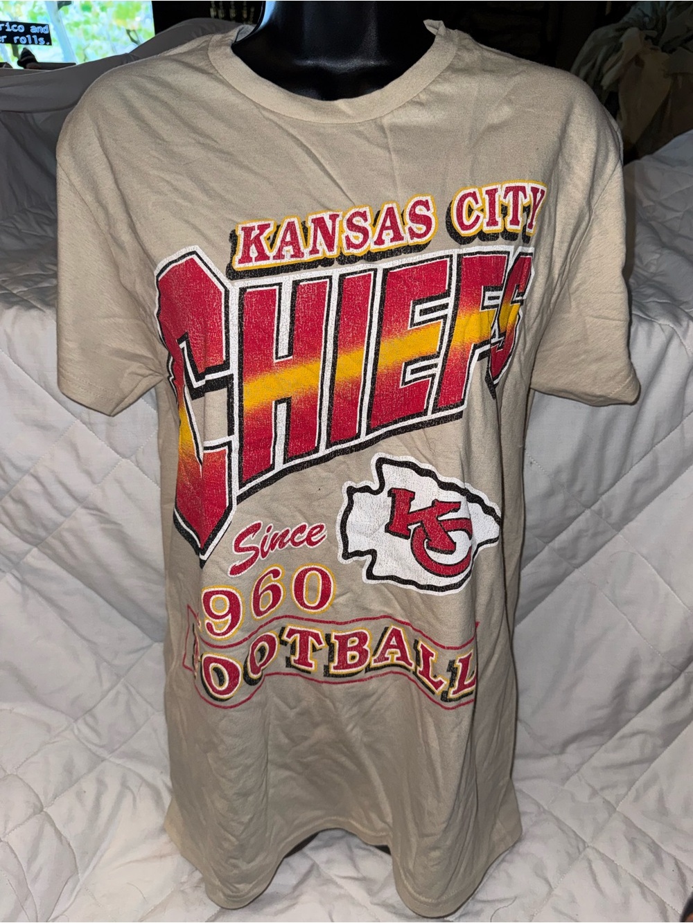 '47 Brand New Natural Kansas City Chiefs Head On Scrum Slub T-Shirt